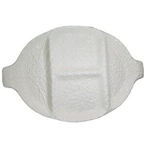 Vtg Erphila Georgian Leaf Embossed Scalloped White Sectional Tray Bavaria German